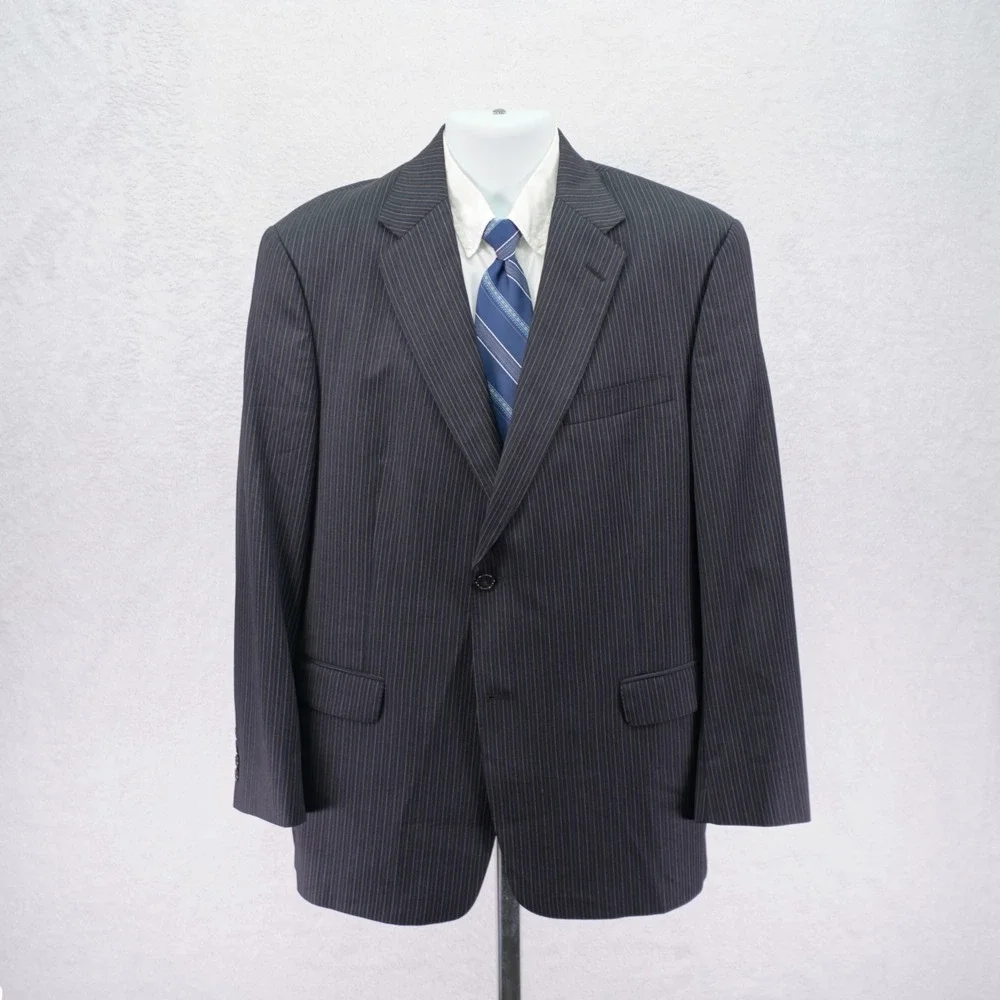 Hart Schaffner Marx 1887 Wool 2 Piece Suit Gray Striped -40R  37 / 30- Pleated H